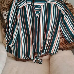 Striped Green and Orange Women's Top